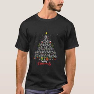 T-shirt Joyeux Vélo de Noël Arbre Lumières de Noël Cycl