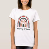 T-shirt Joyeux Vibes Boho Arc-en-ciel Noël Rétro (Devant)