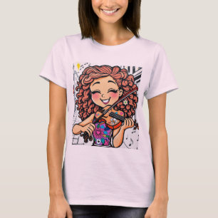 T-shirt Joyeux violon, dessin de fille pour les mélomanes