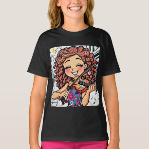 T-shirt Joyeux violon, dessin de fille pour les mélomanes