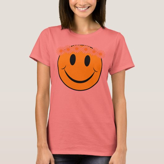 T-shirt Joyeux visage de la marguerite hippie (Devant)