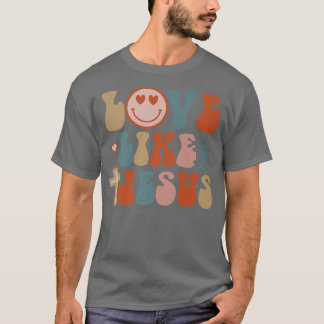 T-shirt Joyeux Visage Retro Amour Super Comme Jésus Foi Ch