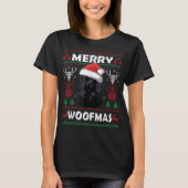 T-shirt Joyeux Woofmas Black Lab Amoureux des chiens Noël (Devant)