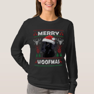 T-shirt Joyeux Woofmas Black Lab Amoureux des chiens Noël