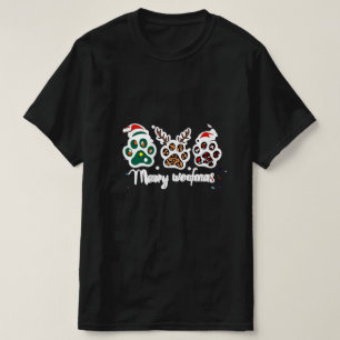 T-shirt Joyeux Woofmas Modèle de Patte de Chien de Noël 
