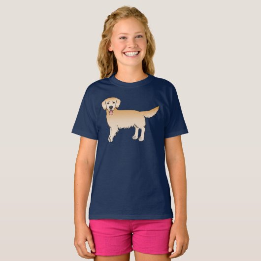 T-shirt Joyeux Yellow Golden Retriever mignon chien de des (Devant entier)