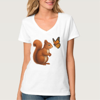 T-shirt Joyful Chase – Happy Squirrel & Butterfly