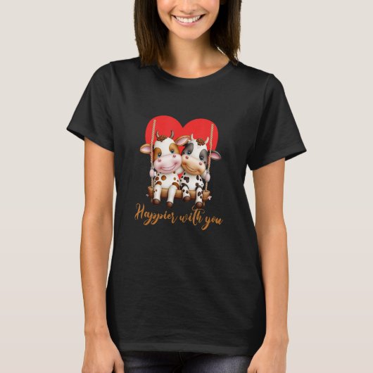 T-shirt Joyful Duo Happier With You Cow Couple (Devant)
