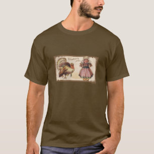T-shirt Joys Bon thanksgiving vintage, pèlerin Brown