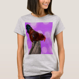 T-shirt Juché dans la majesté : Coq sur une lueur violette