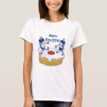 T-shirt Judaica Happy Hanukkah Dancing Dreidels<br><div class="desc">You are viewing The Lee Hiller Designs Collection of Home and Office Decor,  Apparel,  Toxiques and Collectibles. The Designs include Lee Hiller Photographie et Mixed Media Digital Art Collection. You can view her her Nature photographiy at at http://HikeOurPlanet.com/ and follow her hiking blog within Hot Springs National Park.</div>