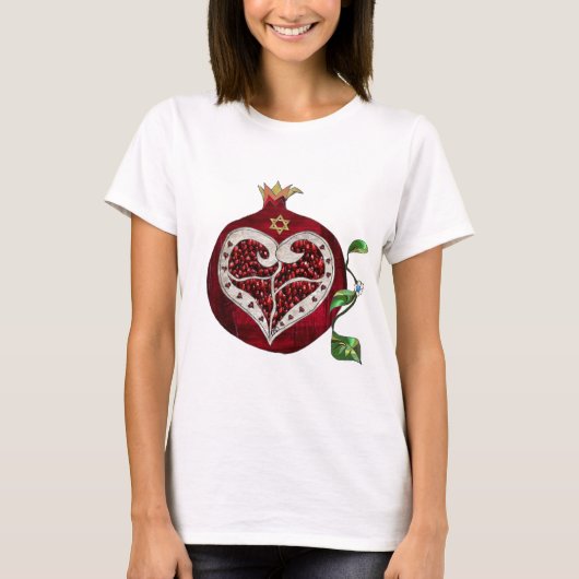 T-shirt Judaica Pomegranate Heart Hanoukka Rosh Hashanah (Devant)