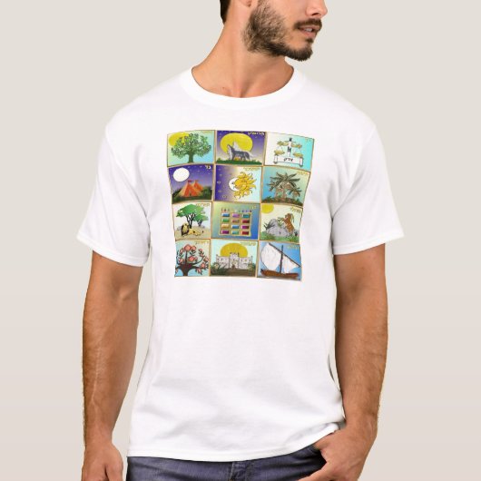 T-shirt Judaïque 12 Tribus D'Israël Panneaux D'Art (Devant)