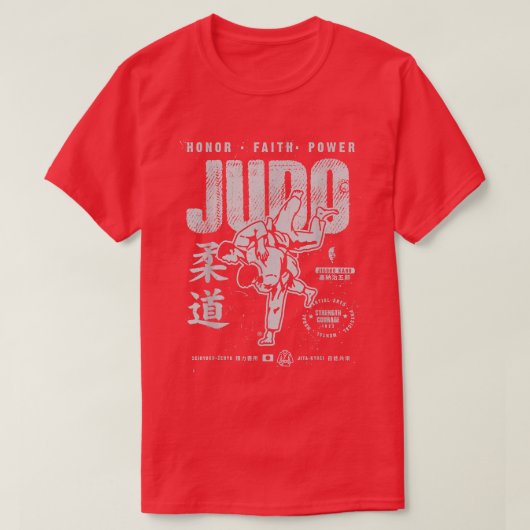 T-shirt Judo MMA Martial Arts Strength Courage Honor Faith (Design devant)