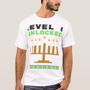 T-shirt juif Hanouka Gamer Niveau 8 Débloqué