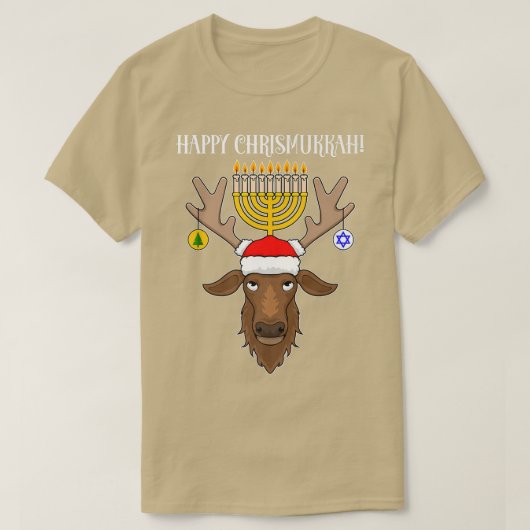 T-shirt Juif Reindeer de Noël Heureux Chrismukkah (Design devant)