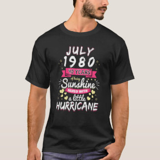 T-shirt Juillet 1980 Fille 40 ans soleil être mélangé Hurr