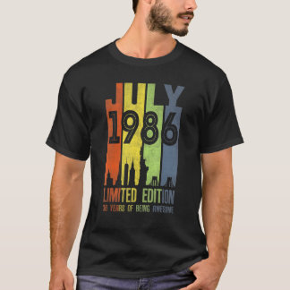 T-shirt Juillet 1986 36 Ancien 1986 Anniversaire
