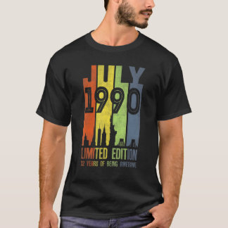 T-shirt Juillet 1990 32 Année Anniversaire 1990