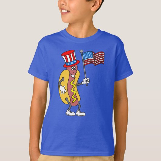 T-shirt Juillet 4 Patriotic Hot Dog Funny (Devant)