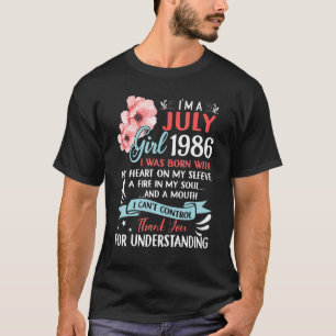 T-shirt Juillet Fille 1987 35e anniversaire 35 ans