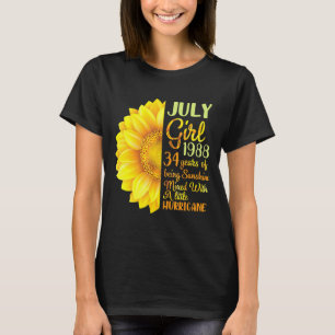T-shirt Juillet Fille 1988 34 Ans D'Être Sunshine Mixé A