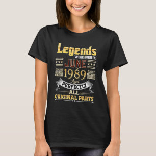 T-shirt Juin 1989 33 Ans 33 Anniversaires Légendes Bor