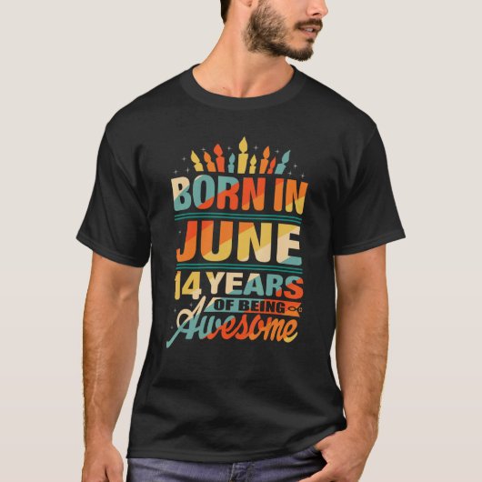 T-shirt Juin 2008 14 Ans 14e Anniversaire Candle Graphi (Devant)