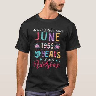 T-shirt Juin Filles 1956 67e Anniversaire 1956 Années Fabr