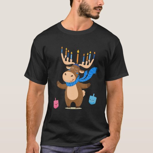 T-shirt Juive Moose Drôle Hanoukka Moose Girl Femmes Pajam (Devant)