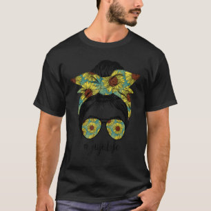 T-shirt Juju Life Messy Cheveux Bun Sunflower Femmes Mère