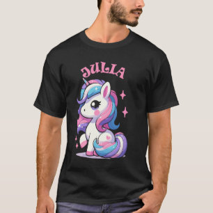 T-shirt Julia Cute Unicorn Design pour filles Nom Julia