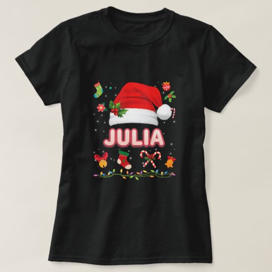 T-shirt Julia Santa Claus Casquette Famille Joyeux Noël No (Design devant)