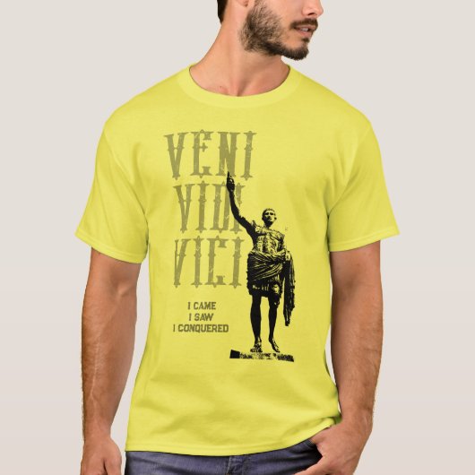 T-shirt Julius Caesar Veni Vidi Vici Mens Jaune Moderne (Devant)
