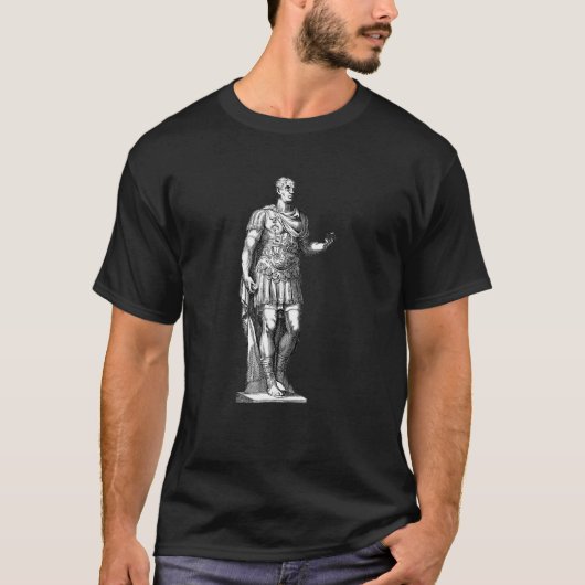 T-shirt Julius César Empereur Statue Line Art Roman Man (Devant)