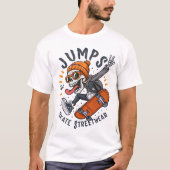 T-shirt Jumps Skeleton Skateboard Strewear Design (Devant)