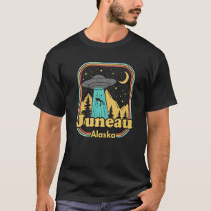 T-shirt Juneau Alaska Ufo Alien Hunter Ironic 80s State Pr