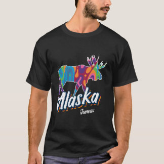 T-shirt Juneau Alaska Usa Colorful Moose Vacation