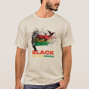 T-shirt Junetdix Arbre Afrique racine Afro Fière Noir Juin
