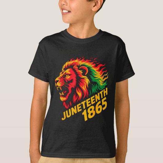 T-shirt Juneteenth 1865 lion rasta (Devant)