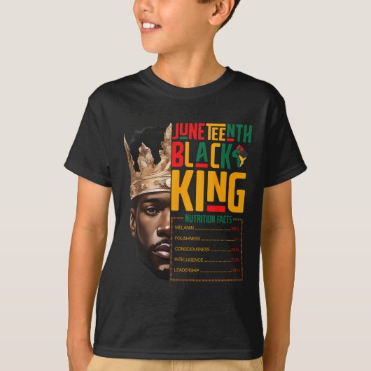 T-shirt Juneteenth Black King Pride African faits nutritio (Devant)