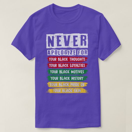 T-shirt Juneteenth Black Pride Never Apologize For Your Bl (Design devant)