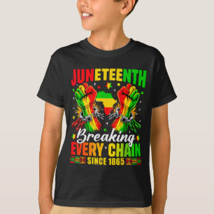 T-shirt Juneteenth brisant chaque chaîne depuis 1865 noir