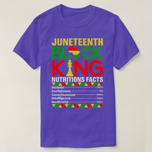 T-shirt Junetten Black King Melanin Faits nutritionnels Fa (Design devant)