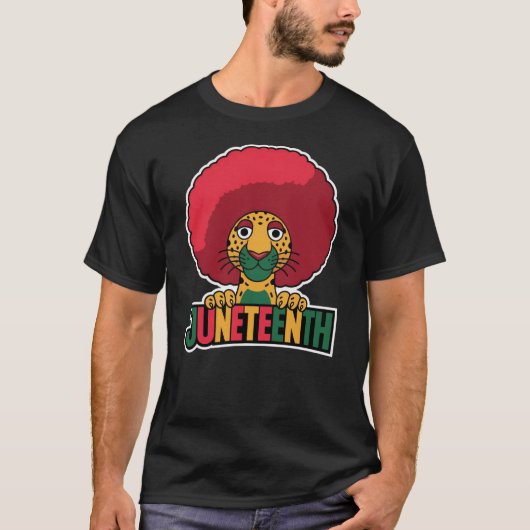 T-shirt Junetten Leopard Afro Mois de l'histoire des Noirs (Devant)