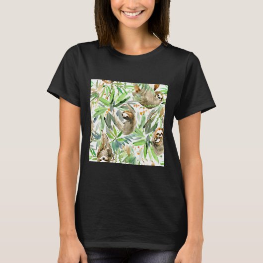 T-shirt Jungle Sloth Sur Vert (Devant)
