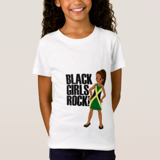 T-shirt junior jamaïcain de roche noire de filles