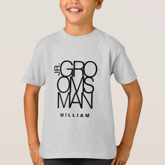 T-shirt Junior Jr Groomsman en typographie noire, mariage (Devant)