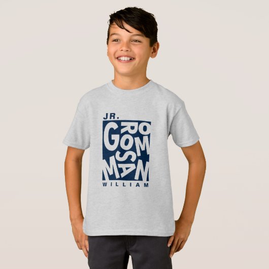 T-shirt Junior Jr Groomsman, mariage, Navy Blue (Devant entier)