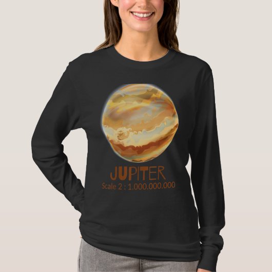 T-shirt Jupiter À L'Échelle Correcte Planète Du Système So (Devant)
